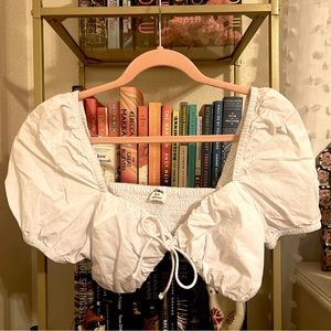 Cotton On White Puff Sleeve Bralette Top